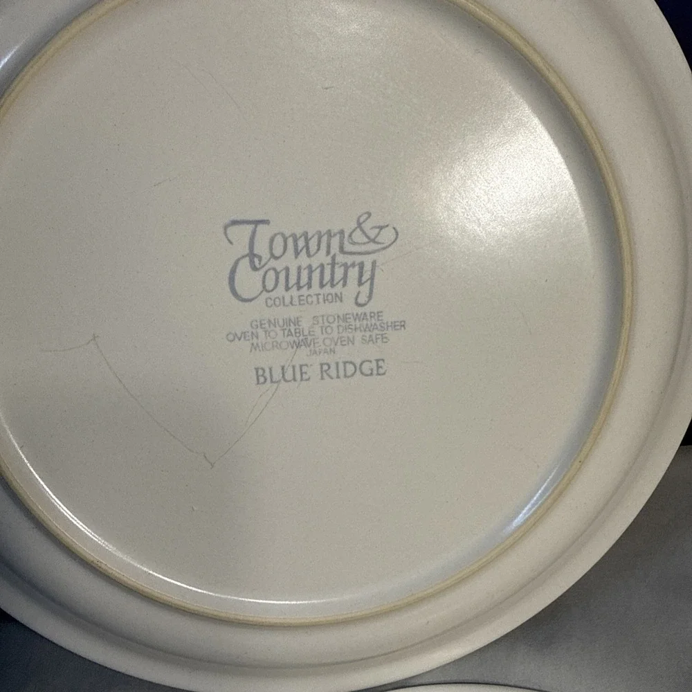Vintage Town & Country Blue Ridge Stoneware Dinner Plates Set of 4 Japan